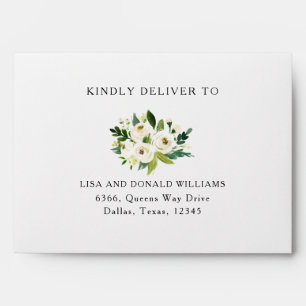 Elegant White Rose Custom Address Envelope
