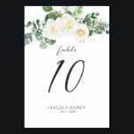 Elegant White Rose Eucalyptus Floral Wedding Table Number<br><div class="desc">Elegant White Rose Eucalyptus Floral Wedding Table Numbe</div>