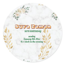 Elegant White Rose Floral 16th Birthday