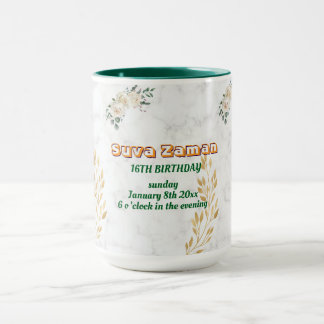 Elegant White Rose Floral 16th Birthday Mug