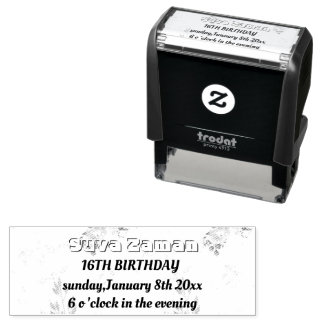 Elegant White Rose Floral 16th Birthday Self-inking Stamp