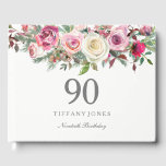 Elegant White Rose Floral 90th Birthday Guest Book<br><div class="desc">Elegant White Rose Floral 90th Birthday Guest Book

For matching set see Niche and Nest Store</div>