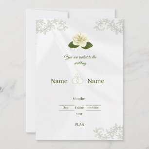 Elegant White Rose Floral Wedding Invita Invitation