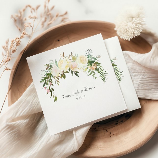 Elegant White Rose Floral Wedding Napkin (Creator Uploaded)