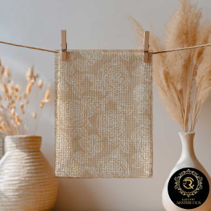 Elegant White Rose Flower Kitchen Towel