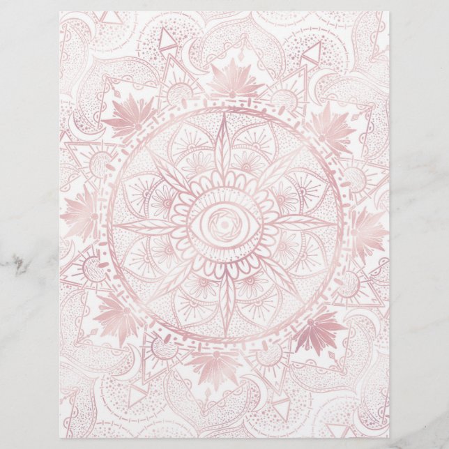 Elegant White Rose Gold Eye Sun Moon Mandala Custom Letterhead (Front)