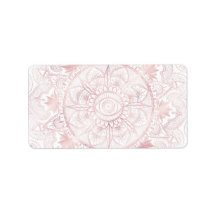 Elegant White Rose Gold Eye Sun Moon Mandala Label