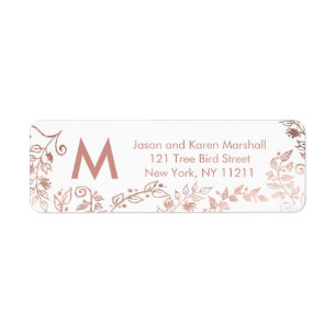Elegant White Rose Gold Floral Address Labels