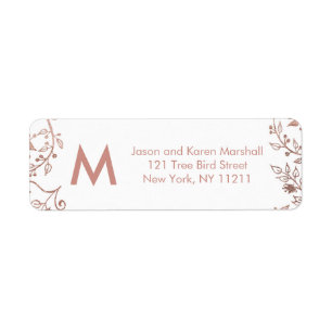 Elegant White Rose Gold Floral Address Return Address Label