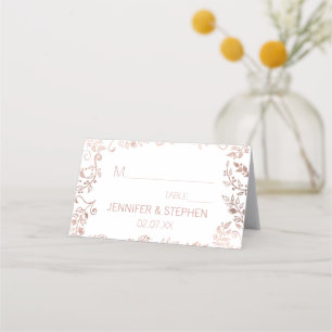 Elegant White Rose Gold Floral Place Cards