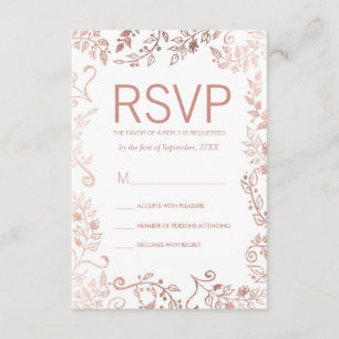 Elegant White Rose Gold Floral RSVP Cards
