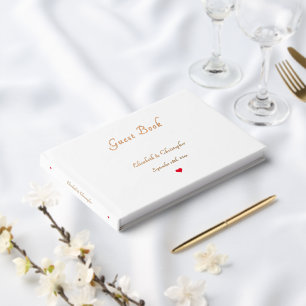 Elegant White Rose Gold Foil Weddings Anniversary Guest Book