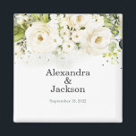 Elegant White Rose & Gold Modern Wedding Magnet<br><div class="desc">Perfect way to celebrate Your Special Day and keep your guests safe!  Check Out our Matching Items: https://www.zazzle.com/store/bdp_designs/products?cg=196448434588051810</div>