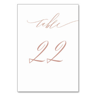 Elegant White Rose Gold Script No 22 Wedding Table Number
