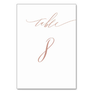 Elegant White Rose Gold Script No 8 Wedding Table Number