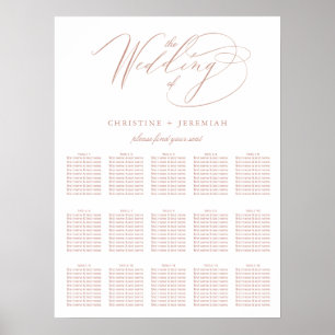 Elegant White Rose Gold Script Wedding Seating Poster