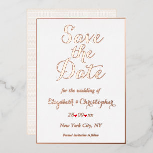 Elegant White Rose Gold Wedding Save the Date