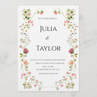 Elegant White Rose Invitation
