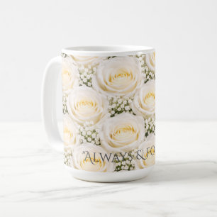 Elegant White Rose Personalised Name Mug