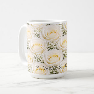 Elegant White Rose Personalised Name Mug