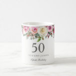 Elegant White Rose Pink Floral 70th Birthday Coffee Mug<br><div class="desc">Elegant White Rose Pink Floral 50th Birthday
Birthday cup
Great gift idea

Great for distributing to guests to remember the special occasion.</div>