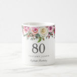 Elegant White Rose Pink Floral 80th Birthday Coffee Mug<br><div class="desc">Elegant White Rose Pink Floral 80th Birthday
Birthday cup
Great gift idea

Great for distributing to guests to remember the special occasion.</div>