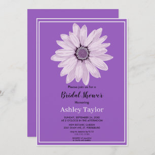 Elegant White Rose Purple Floral Bridal Shower Invitation