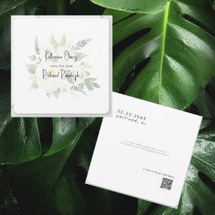 Elegant White Rose Rounded Wedding Save The Date