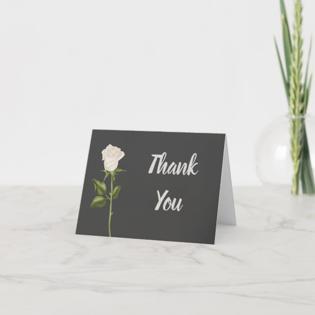 Elegant White Rose Thank You Card (Front)