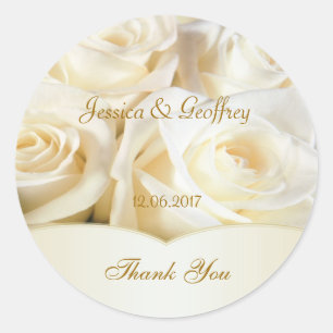 Elegant white rose Thank you Wedding Sticker