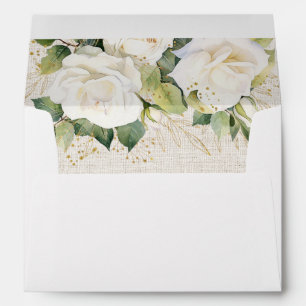 Elegant White Roses Bridal Shower Lined Envelope