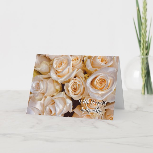 Elegant White Roses Floral Sympathy Card (Front)