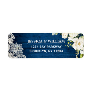 Elegant White Roses Lace Rustic Return Address Label