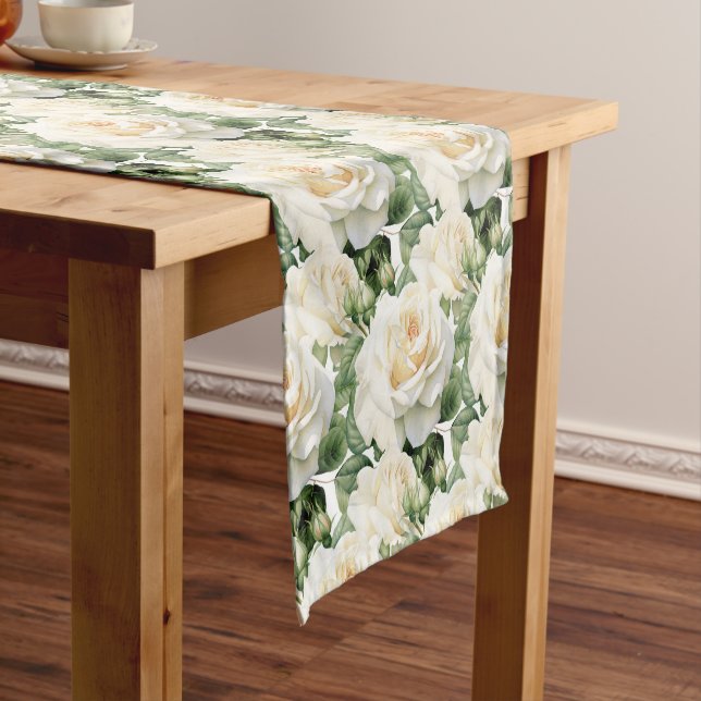 Elegant White Roses Table Runner (In Situ)