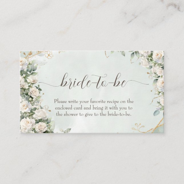 Elegant White Roses Wedding  Enclosure Card (Front)