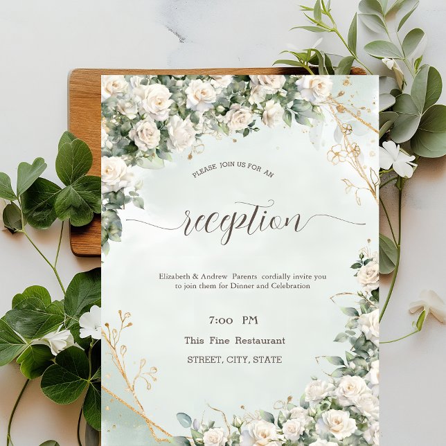 Elegant White Roses Wedding  Invitation (Creator Uploaded)