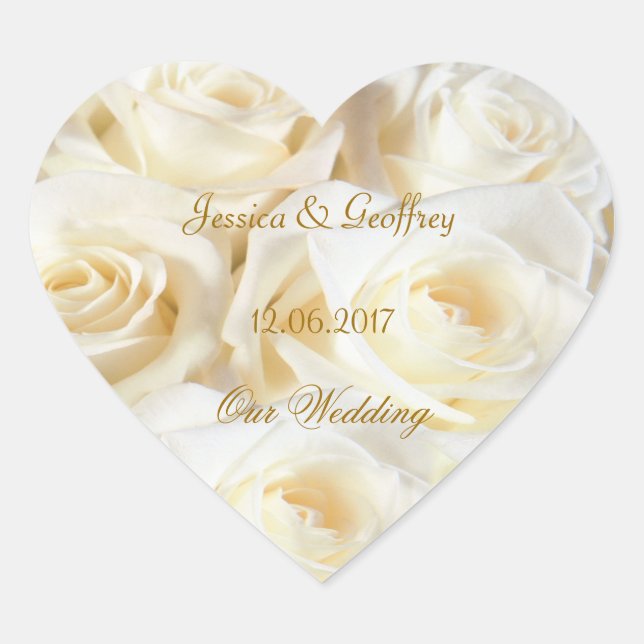 Elegant white roses Wedding Sticker (Front)