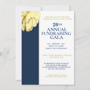 Elegant White & Royal Blue  Charity Event Gala Invitation