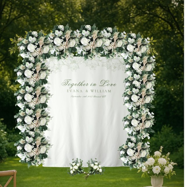 Elegant White Sage Green Backdrops banner Tapestry (Creator Uploaded)