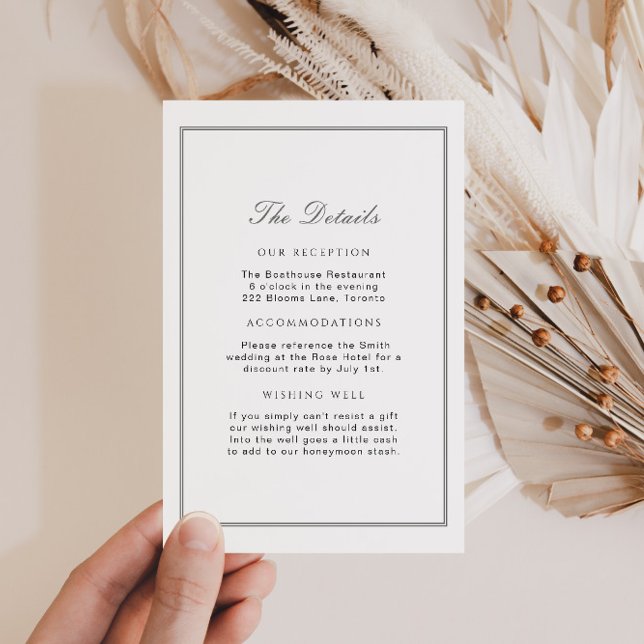 Elegant White Sage Green Wedding Details Insert (Creator Uploaded)