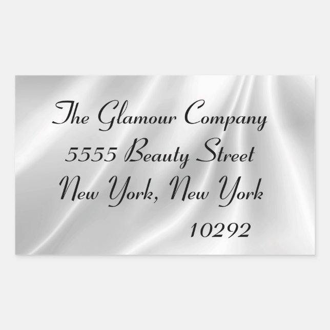 Elegant White Satin Rectangular Sticker (Front)