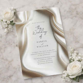 Elegant white Satin wedding invitation