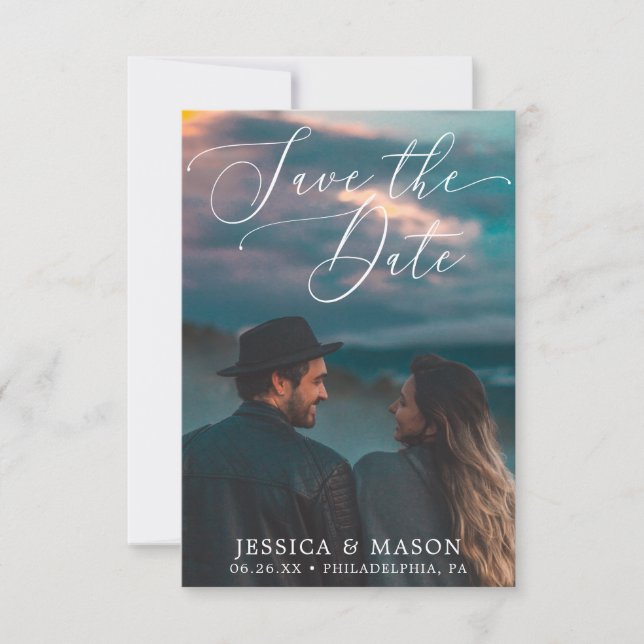 Elegant White Save the Date Card - Save The Dates (Front)