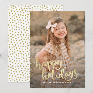 Elegant White Script Calligraphy Happy Holiday Ca Card