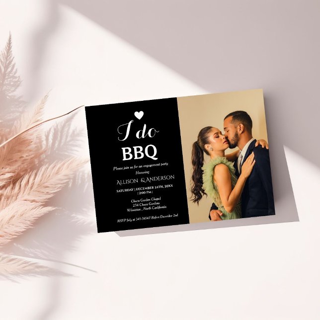 elegant  white script i do bbq engagement party  invitation (Creator Uploaded)