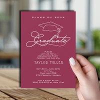 Elegant White Script Maroon Graduation
