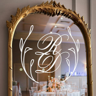 Elegant White Script Monogram Wreath Wedding