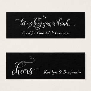 Elegant White Script on Black, Drink Tickets