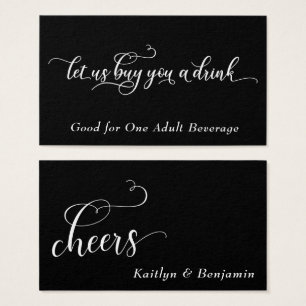Elegant White Script on Black, Drink Tickets 2