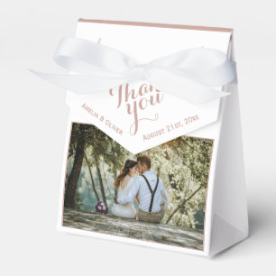 Elegant White Script Photo Wedding Thank you Favour Box